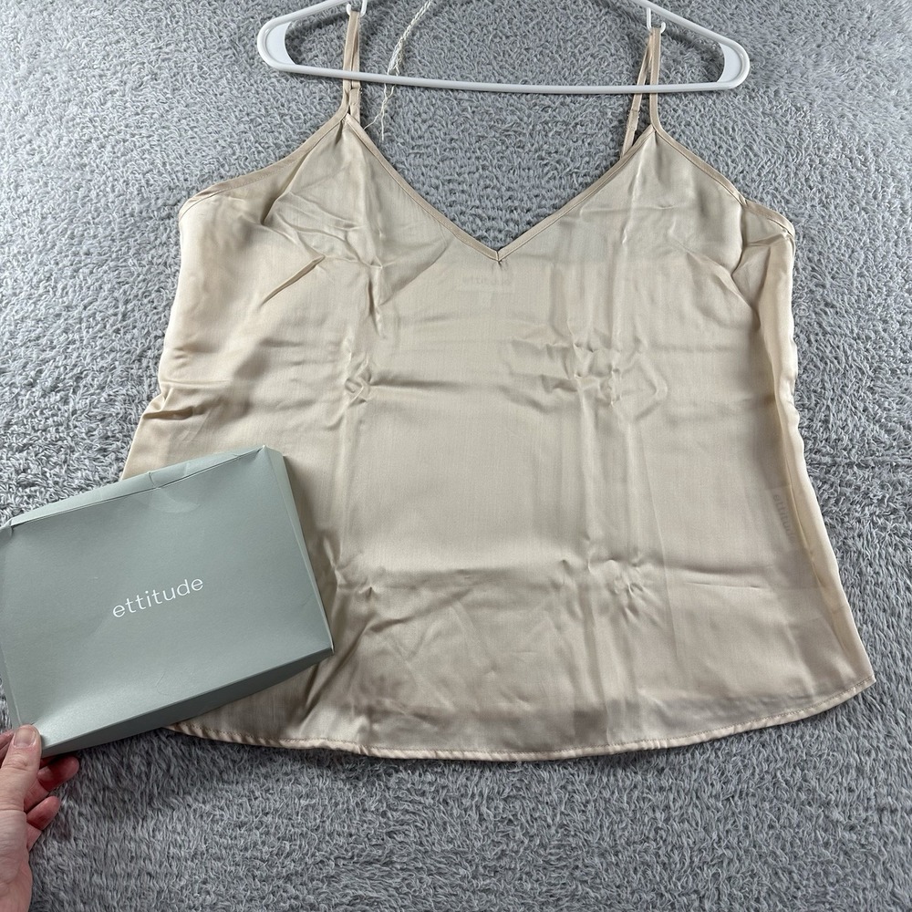 Ettitude Bamboo Sateen Cami‎ Oat Large Adjustable Strap Camisole Sleep Intimate